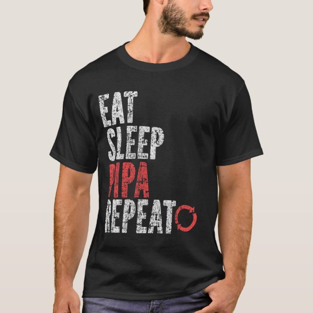Essen Sleep Pipa Wiederholung T-Shirt (Vorderseite)