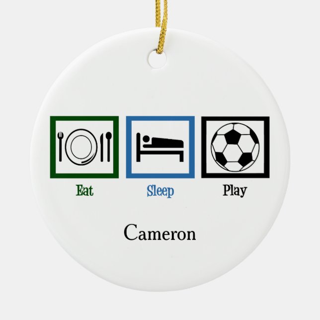 Essen Sleep Play Soccer Custom Weihnachten Keramikornament (Vorne)