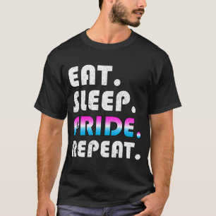 Essen Sleep Pride Wiederholung LGBTQ Flag Cis Geni T-Shirt