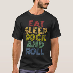 Essen Sleep Rock und Roll Retro Vintagen 70er 80er T-Shirt
