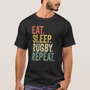 Essen Sleep Rugby Wiederholen Retro 60er 70er Cool T-Shirt