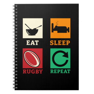 Essen Sleep Rugby Wiederholen Rugby Player Rugby C Notizblock