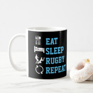 Essen Sleep Rugby Wiederholung Funny Sport Kaffeetasse