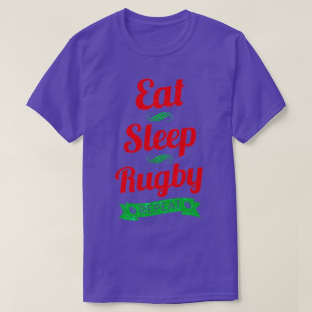 Essen Sleep Rugby Wiederholung lange Schläfchen T-Shirt (Design vorne)