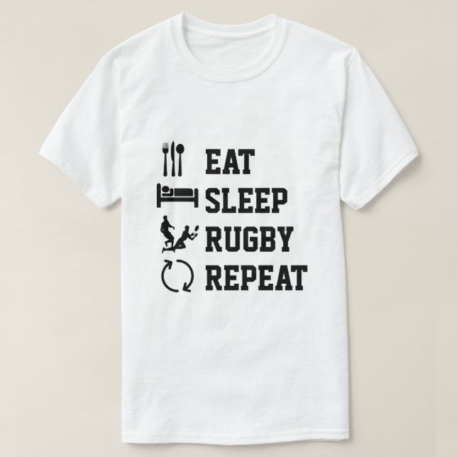 Essen Sleep Rugby Wiederholung Sport T-Shirt (Design vorne)