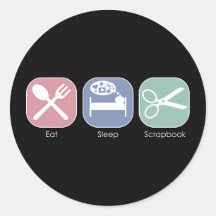 Essen Sleep Scrapbook Runder Aufkleber