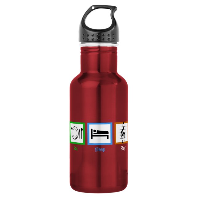 Essen Sleep Sing Edelstahlflasche (Vorderseite)