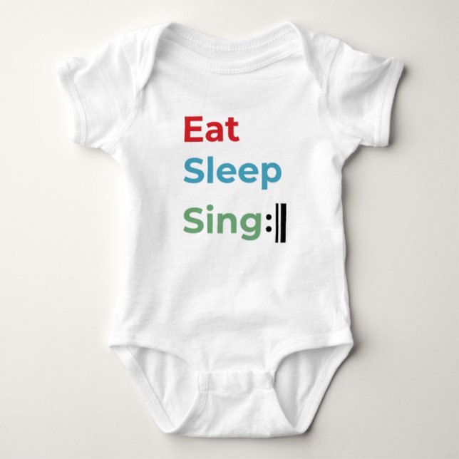 Essen Sleep Sing Wiederholung Music Baby Bodysuit Baby Strampler (Vorderseite)