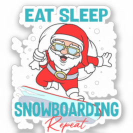 Essen Sleep Snowboarden Wiederholen Weihnachts-Par Aufkleber