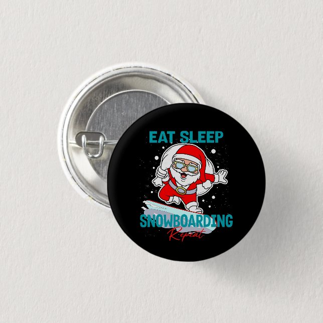 Essen Sleep Snowboarden Wiederholen Weihnachts-Par Button (Vorne & Hinten)
