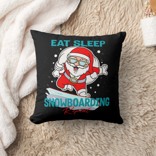 Essen Sleep Snowboarden Wiederholen Weihnachts-Par Kissen (Decke)