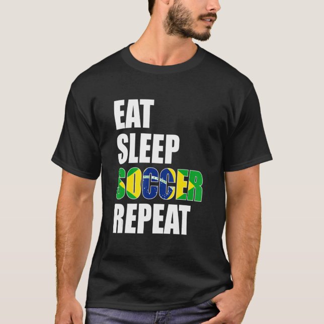 Essen Sleep Soccer Wiederholung Coolen Fußball Bra T-Shirt (Vorderseite)