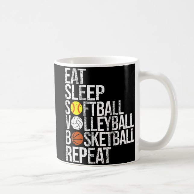 Essen Sleep Softball Volleyball Basketball Wiederh Kaffeetasse (Rechts)