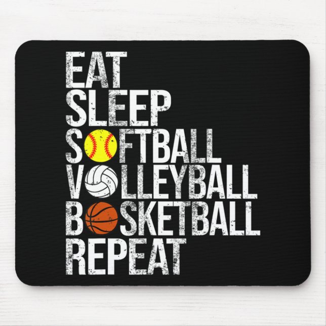 Essen Sleep Softball Volleyball Basketball Wiederh Mousepad (Vorne)