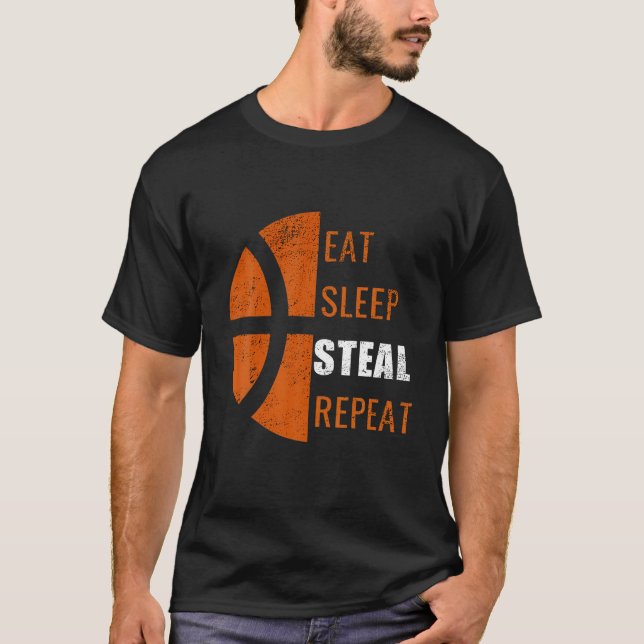 Essen Sleep Steal Wiederholung Funny Basketball Mä T-Shirt (Vorderseite)