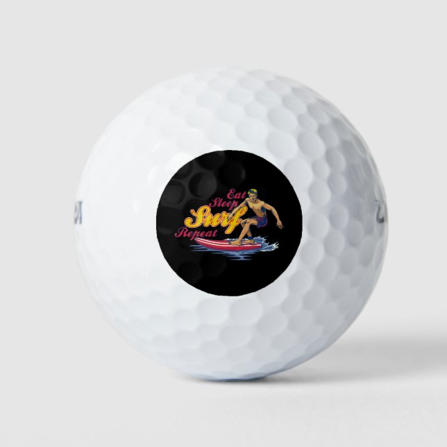 Essen Sleep Surf Wiederholung Cooles Geschenk für  Golfball (Vorderseite)