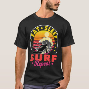 Essen Sleep Surf Wiederholung Kitesurfer Geschenk T-Shirt
