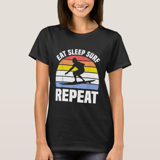 Essen Sleep Surf Wiederholung Shirt Surfer Geschen (Vorderseite)