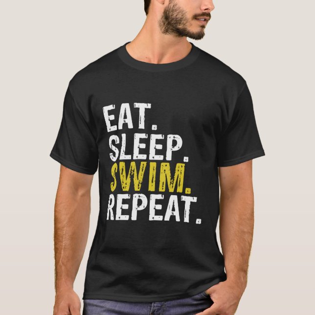 Essen Sleep Swim Wiederholung Geschenk Hoodie T-Shirt (Vorderseite)
