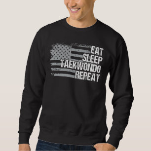 Essen Sleep Taekwondo Wiederholung US Flag Männer Sweatshirt