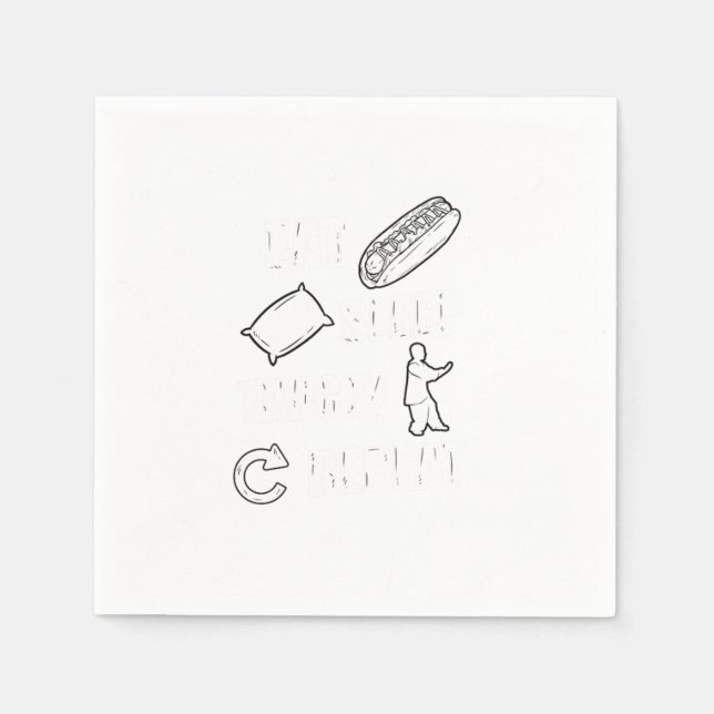 Essen Sleep Tai Chi Wiederholung Geschenk Idee Serviette (Vorderseite)