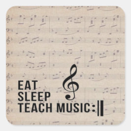 Essen Sleep Teach Music Repeat Music Spaß Quadratischer Aufkleber