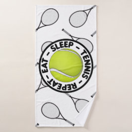 Essen Sleep Tennis Wiederholen mit Ball und Schläg Badehandtuch
