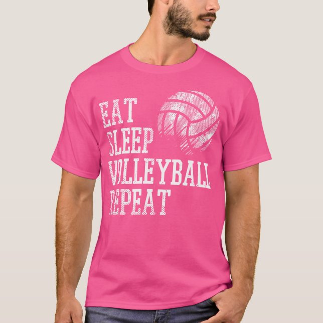 Essen Sleep Volleyball Wiederholung Funny Player M T-Shirt (Vorderseite)