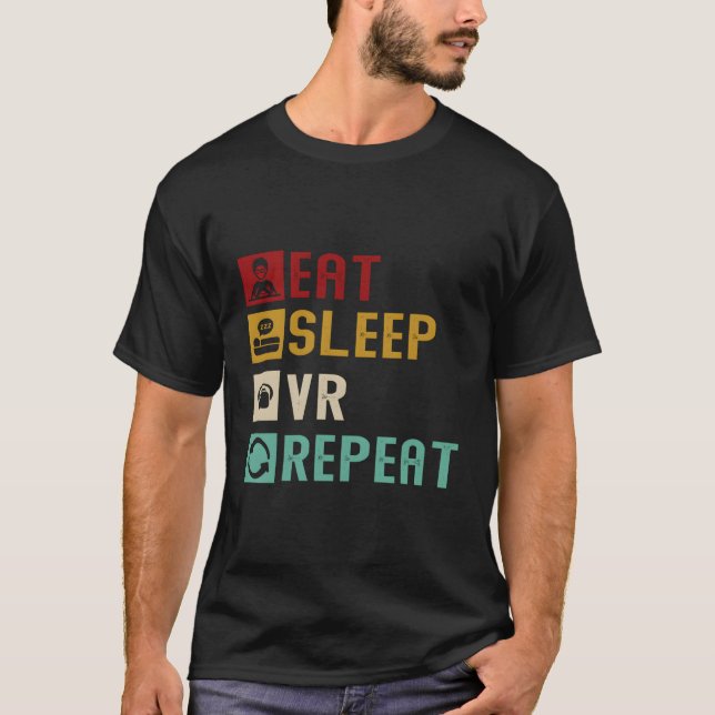 Essen Sleep Vr Wiederholen Funny Virtual Reality V T-Shirt (Vorderseite)