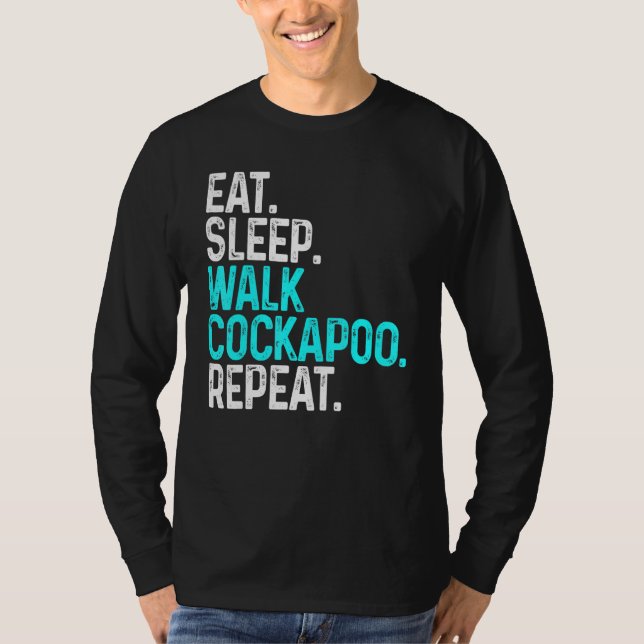 Essen Sleep Walk Cockapoo Funny Dog Walking Dog T-Shirt (Vorderseite)