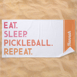 Essen Sleep Wiederholen Personalisiert Pickleball Strandtuch