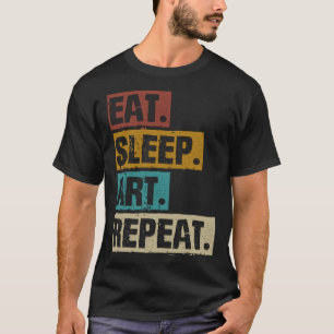 Essen Sleep Wiederholung Retro Vintag Artist T-Shirt