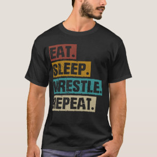 Essen Sleep Wrestle Wiederholung Vintagen Wrestler T-Shirt