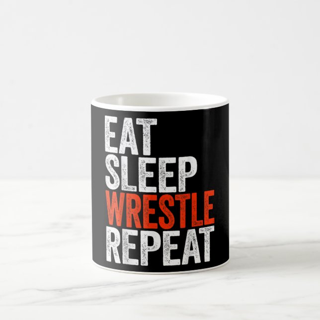 Essen Sleep Wrestle Wiederholung Wrestling Gif Kaffeetasse (Mittel)