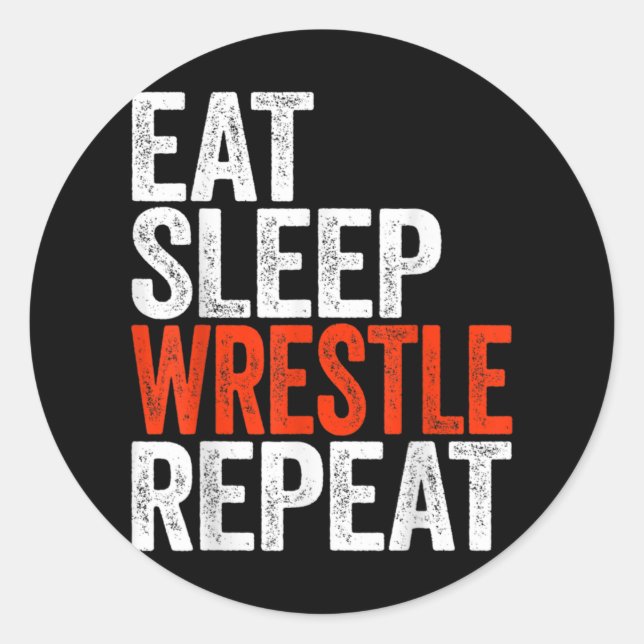 Essen Sleep Wrestle Wiederholung Wrestling Gif Runder Aufkleber (Vorderseite)