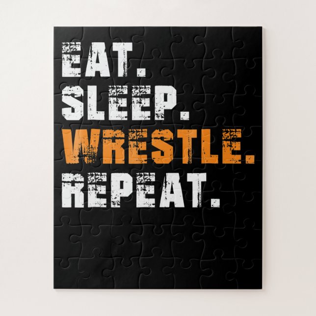 Essen Sleep Wrestle Wiederholung Wrestling Sport G Puzzle (Vertikal)