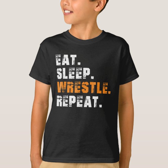 Essen Sleep Wrestle Wiederholung Wrestling Sport G T-Shirt (Vorderseite)