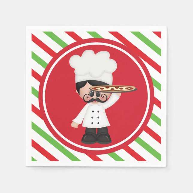 Essen Spaß italienische Koch Pizza servieren Servi Serviette (Vorderseite)