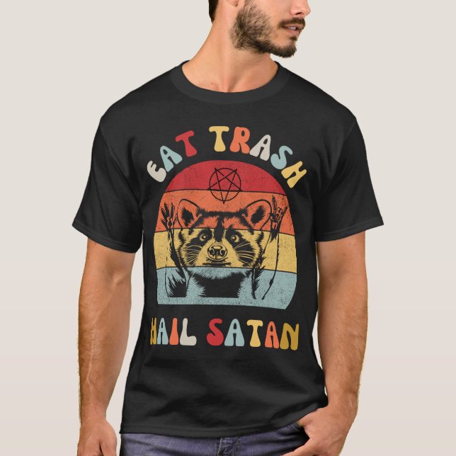 Essen Trash Hail Satan Raccoon Possum Funny T-Shirt (Vorderseite)