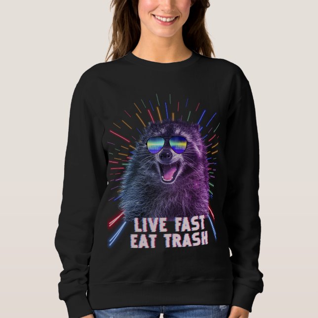 Essen Trash Raccoon Panda Rave Old School Pilot Su Sweatshirt (Vorderseite)