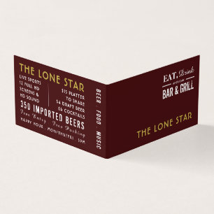 Essen, trinken Bar & Grill, Pub/Brauerei, im Einze Visitenkarten