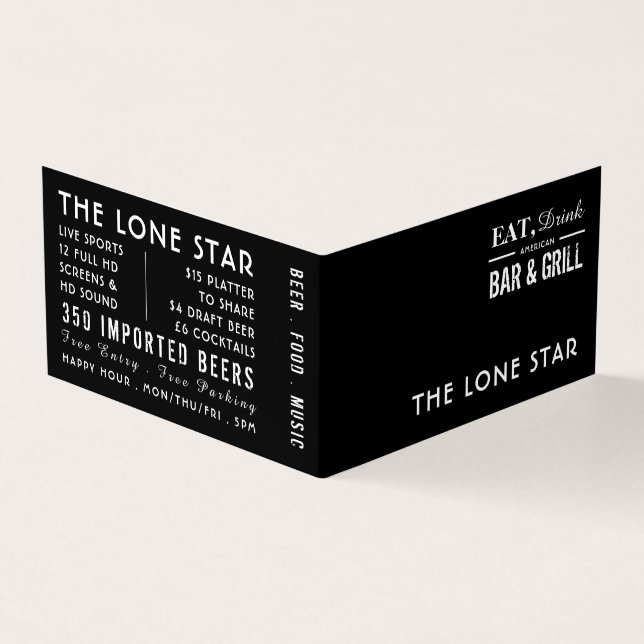 Essen, trinken Bar & Grill, Pub/Brauerei, im Einze Visitenkarten (Vorderseite)