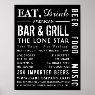 Essen, trinken Bar & Grill, Pub/Brauerei Werbung Poster