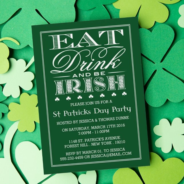 Essen, trinken & be Irish St. Patrick's Day Einlad Einladung (Von Creator hochgeladen)