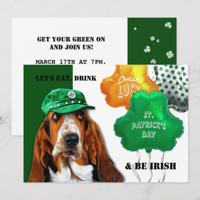 Essen, trinken & Be Irish St. Patrick's Day Party Einladung (Vorne/Hinten)