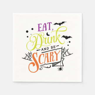 Essen, trinken & Beängstigend Halloween Typografie Serviette