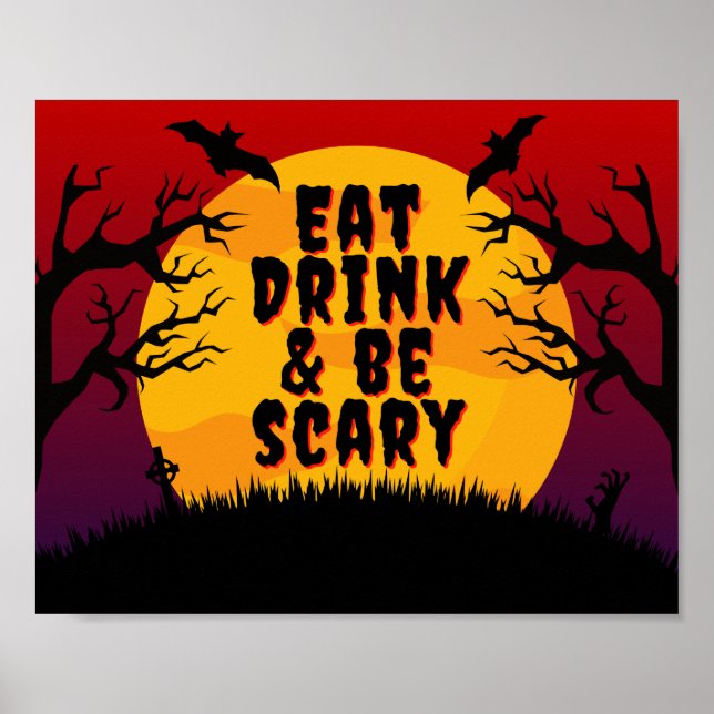 Essen, trinken & Beängstigend sein Halloween Poster (Vorne)