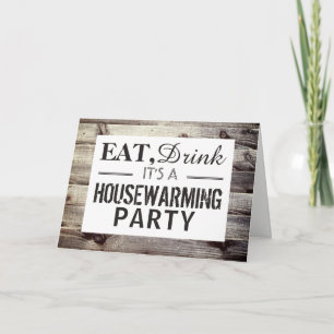Essen, Trinken Einweihungsparty Rustikale Holz-Ein Einladung