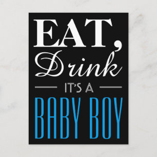 Essen, trinken Es ist ein Baby Boy, Baby Ankündigu Ankündigungspostkarte