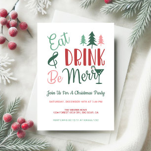 Essen Trinken Fröhlich sein Typografie Weihnachtsf Einladung